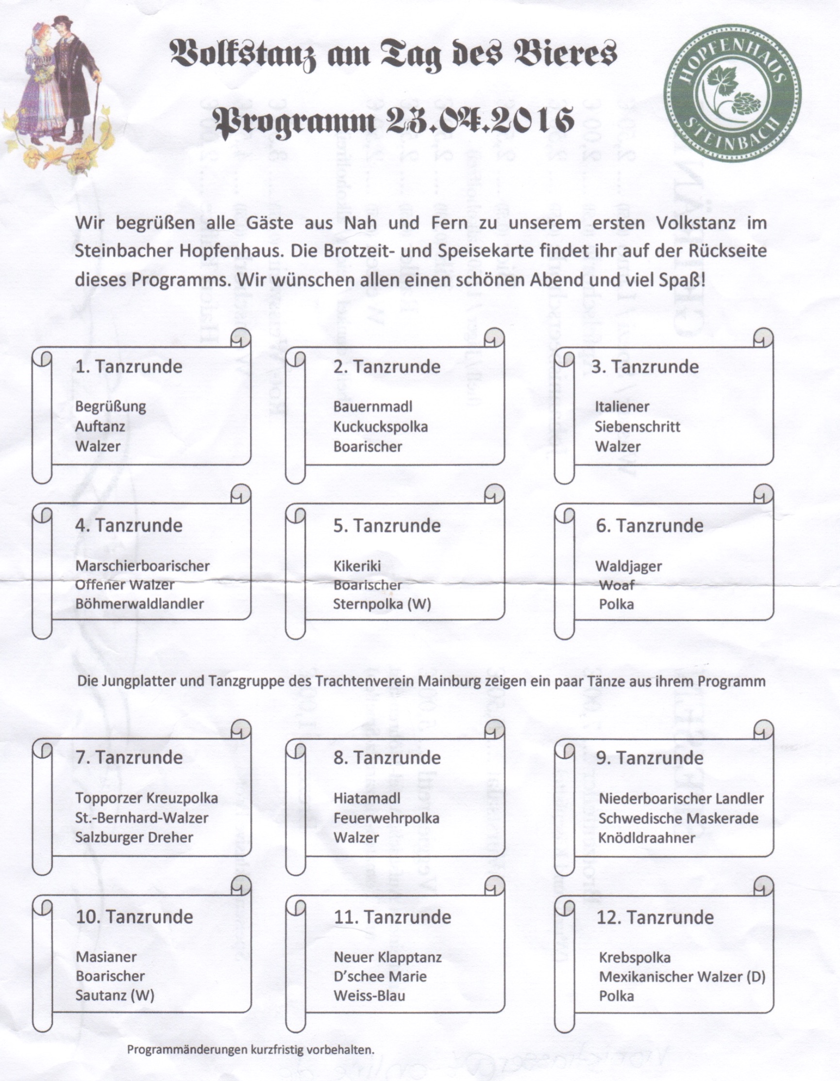Volkstanz 2016 Programm